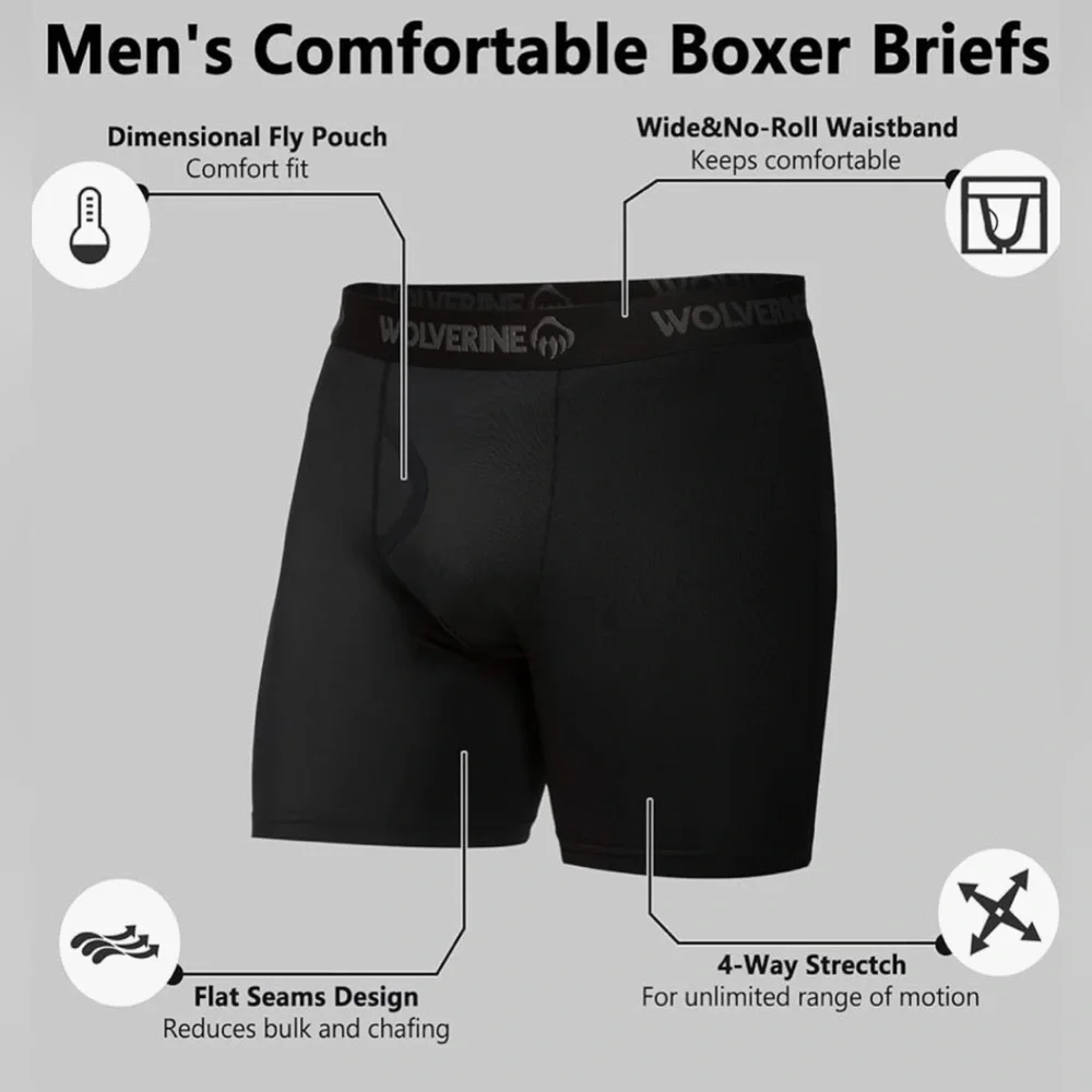 Wolverine Boxer Briefs 2 Pack , Black, X-Large